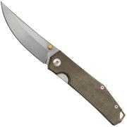 GiantMouse ACE Clyde Green Canvas Micarta, Brass, pocket knife, Ansø en Voxnaes design