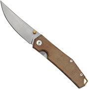 GiantMouse ACE Clyde Natural Canvas Micarta, Brass, zakmes, Ansø en Voxnaes design