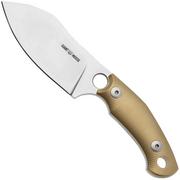 GiantMouse GMF1-XL Brass Milled, Satin Elmax, Burgundy Leather Sheath, feststehendes Messer