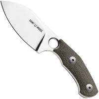 Afbeelding voor GiantMouse GMF1-MG Satin MagnaCut, Green Canvas Micarta, Leather Sheath, vaststaand mes