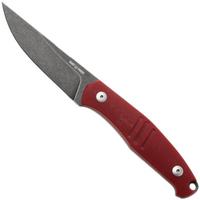 Afbeelding voor GiantMouse GMF2-P-R, Blackwashed N690, Red G10, Black Leather Sheath, vaststaand mes