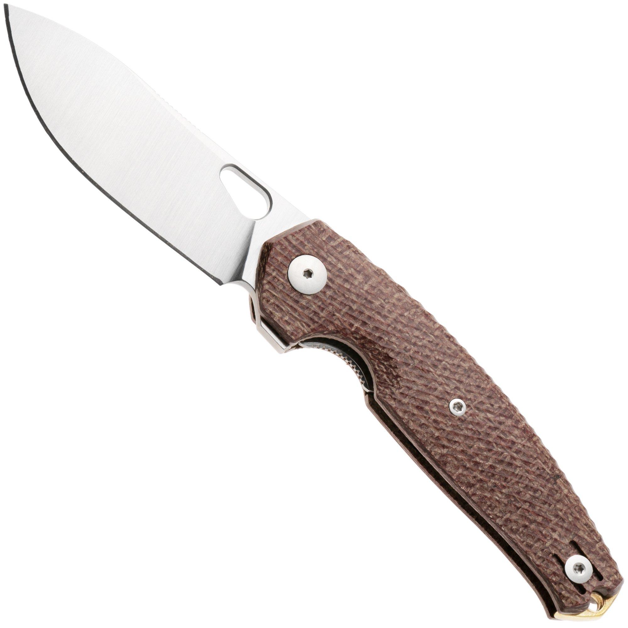 GiantMouse ACE Jagt JAGT-BURLAP-SATIN, Satin Elmax, Burlap Micarta, zakmes