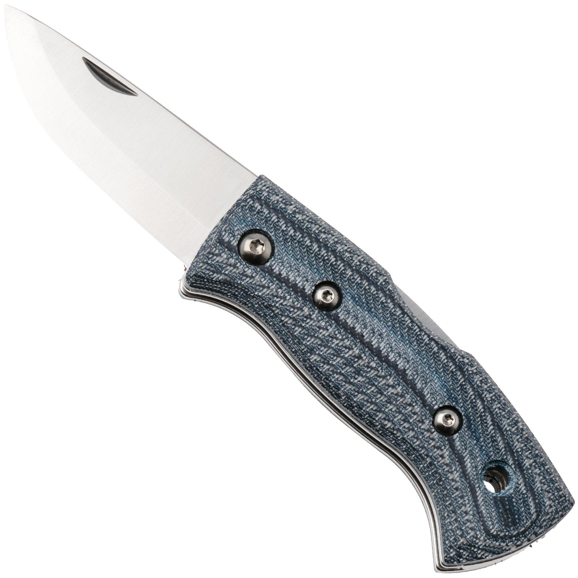 Helle 761 Berget, 2002763, Satin Sandvik 12C27, Denim Micarta bushcraft pocket knife