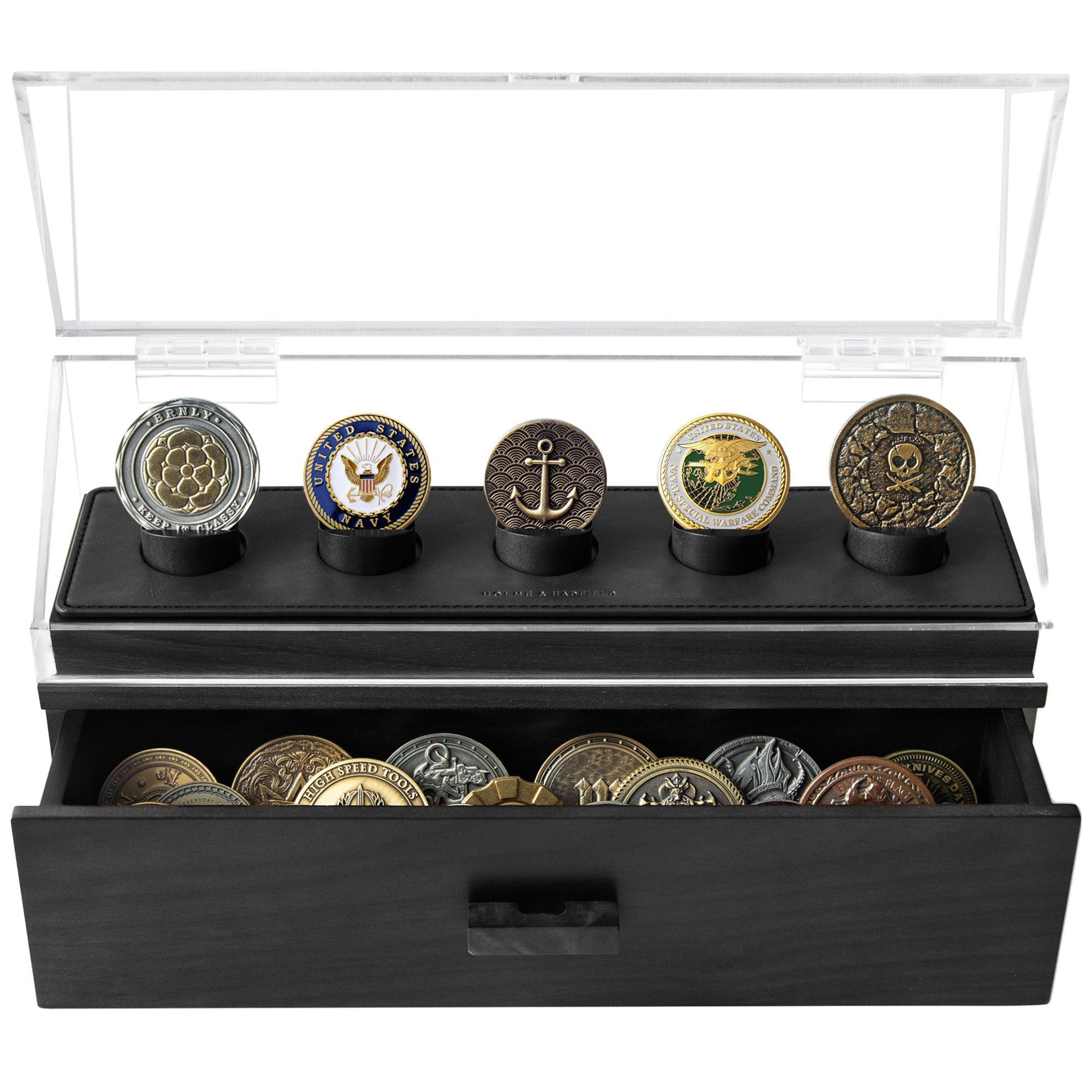 Holme & Hadfield Coin Deck COINDECK-B schwarz, Münzvitrine für 5 Münzen