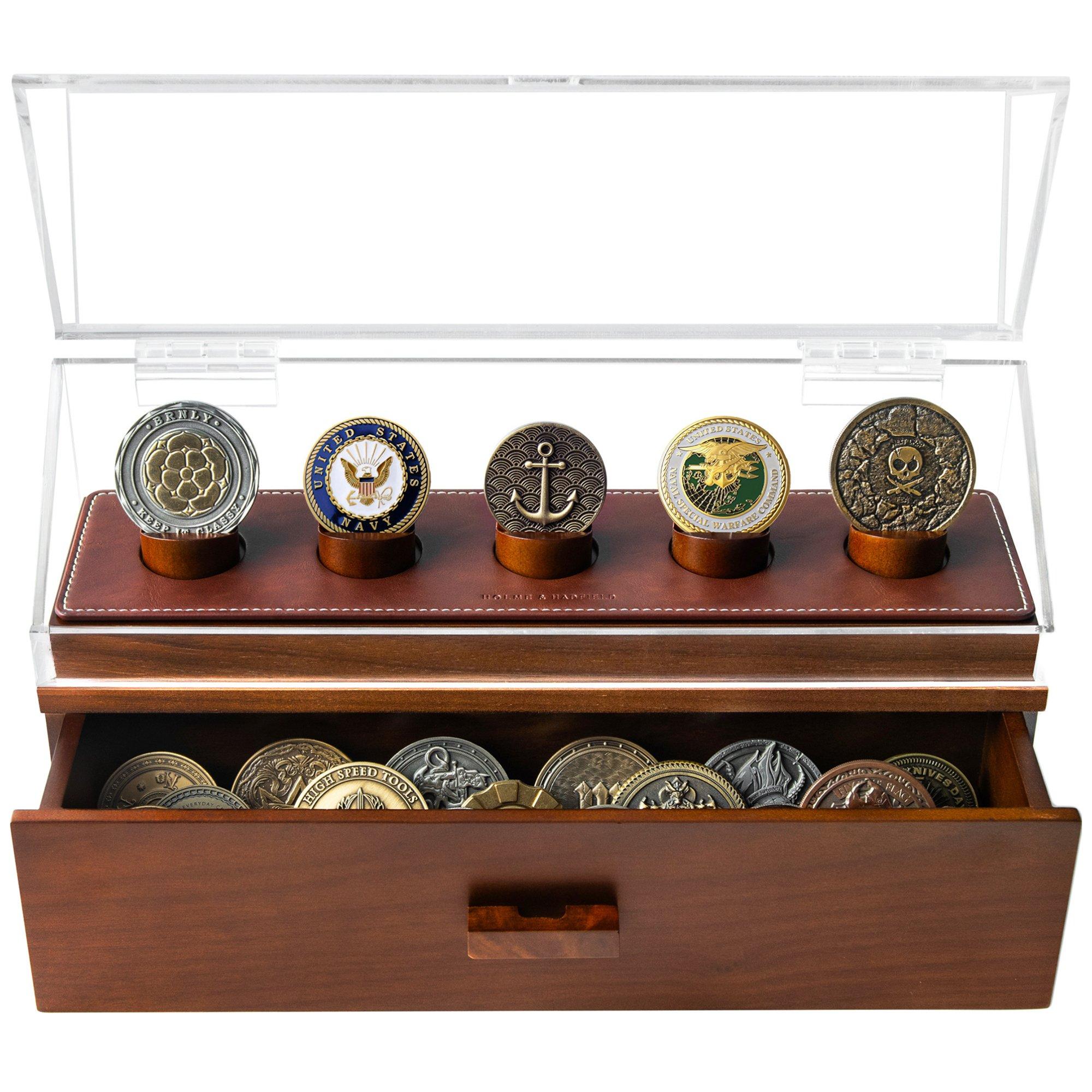 Holme & Hadfield Coin Deck COINDECK-W Walnuss, Münzvitrine für 5 Münzen