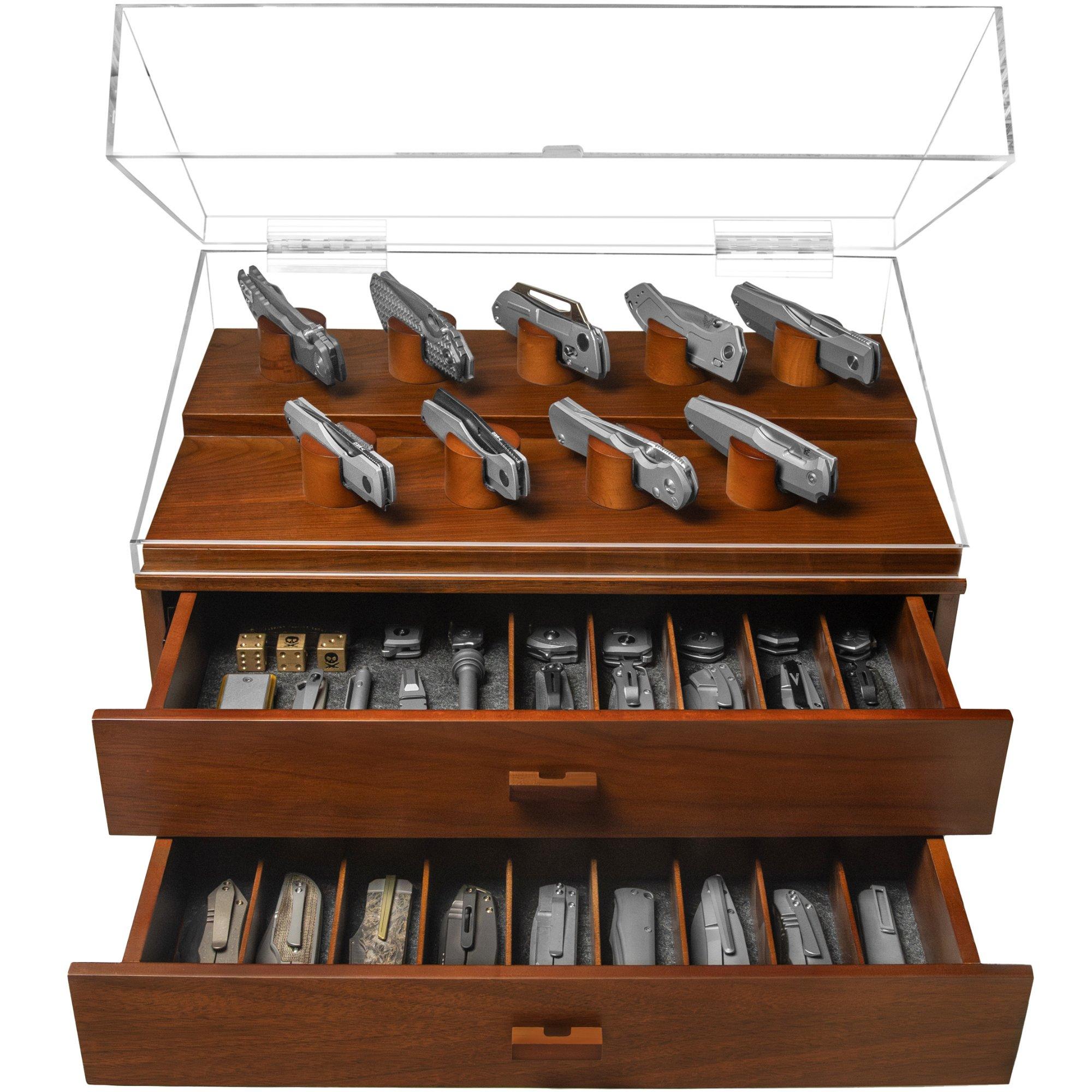 Holme & Hadfield Armada Knife Display Case AD-WT-0992-1 Walnut, Messer Vitrine für 50 Stück