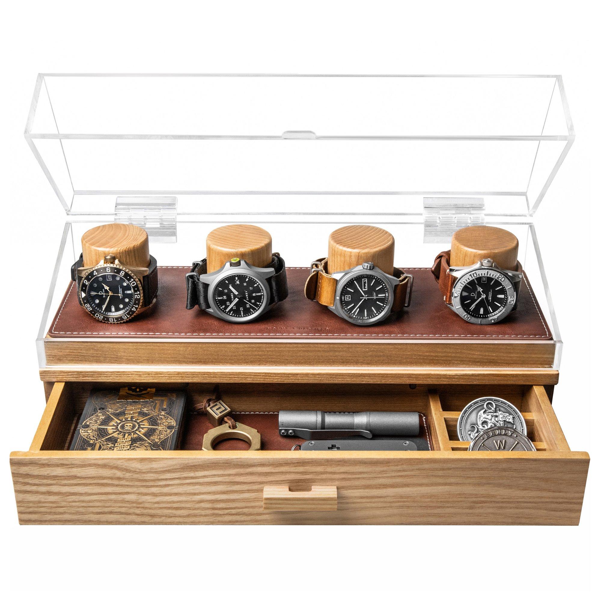 Holme & Hadfield Watch Deck Pro JB-YYKZ-0MO1 Oak, Uhrenvitrine für 4 Stück