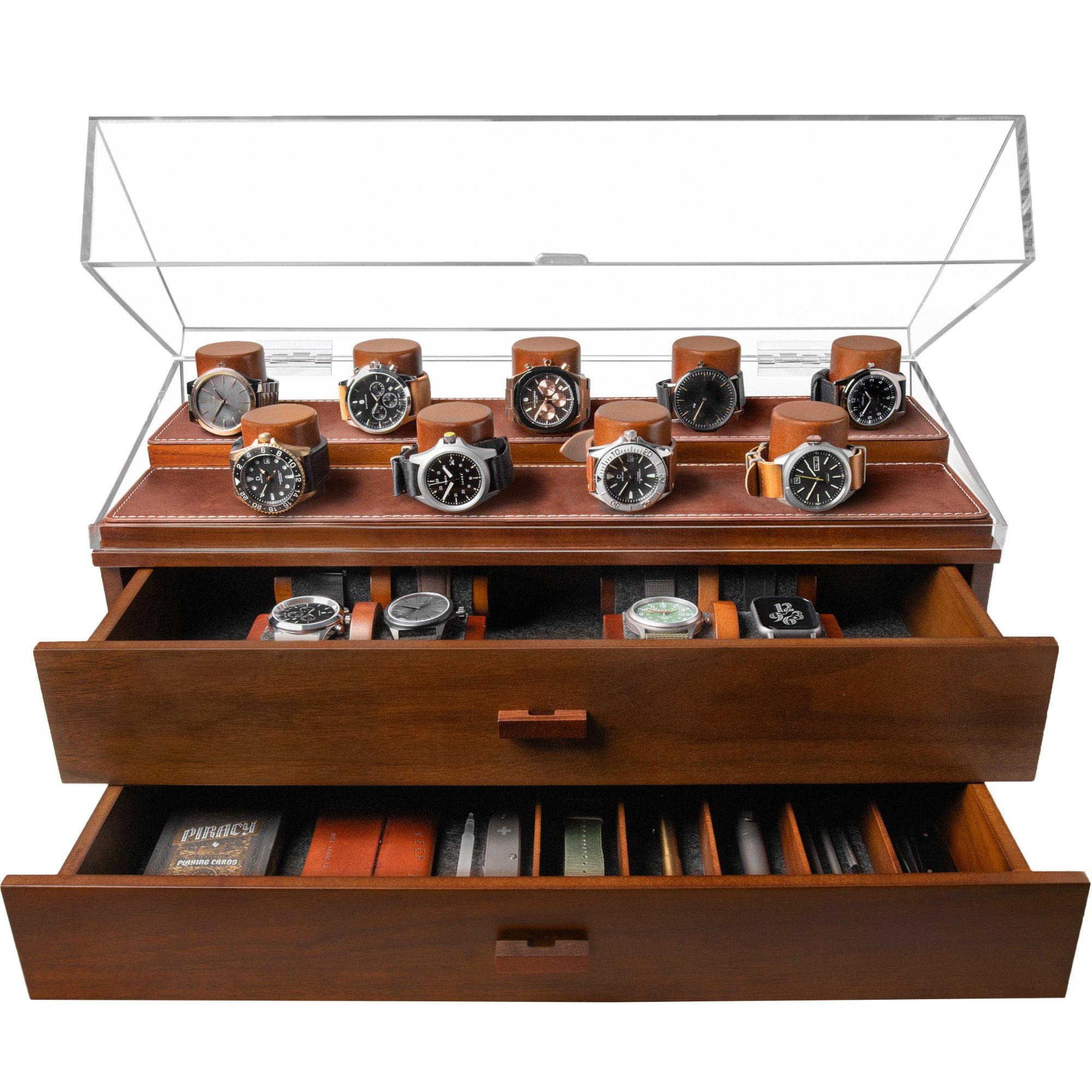 Holme & Hadfield Legacy Watch Display Case LGP-WT-978-1 Walnut, Uhrenvitrine für 17 Stück