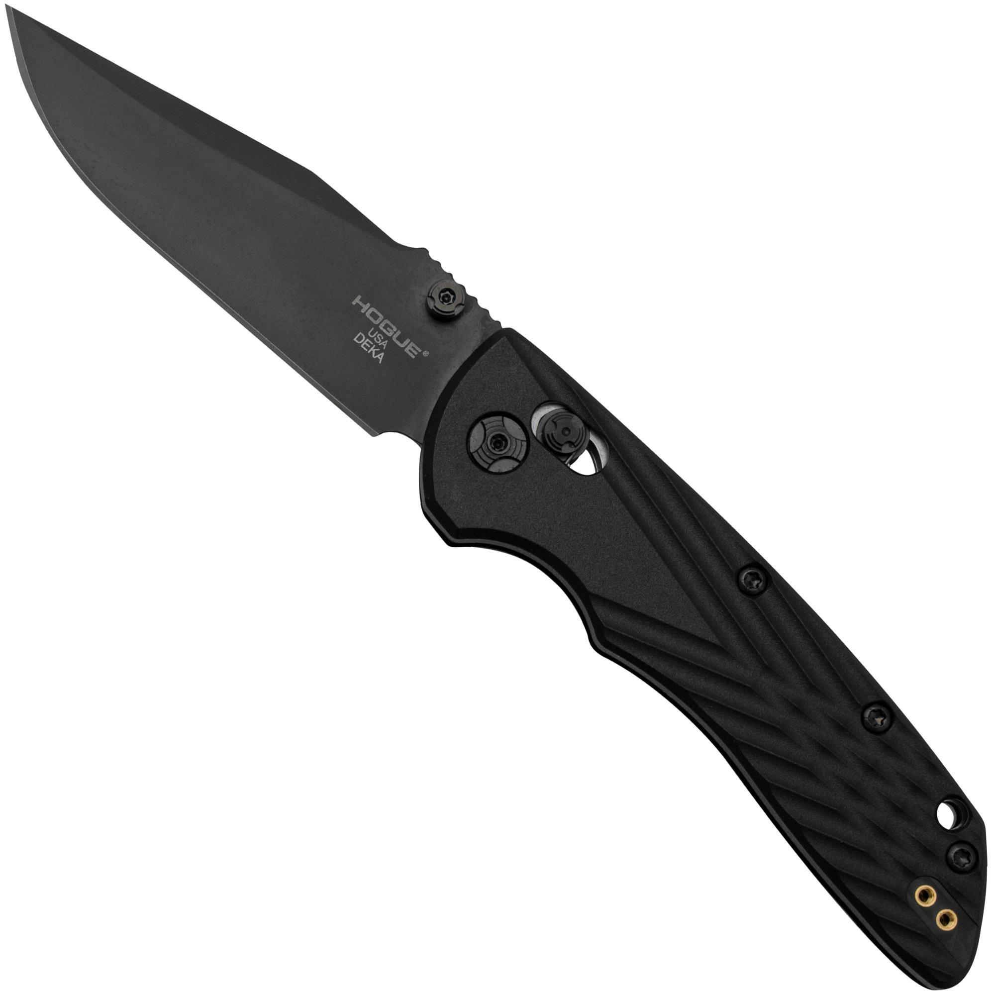 Hogue Deka 24376, Solid Black Polymer, Magnacut Clippoint, pocket knife