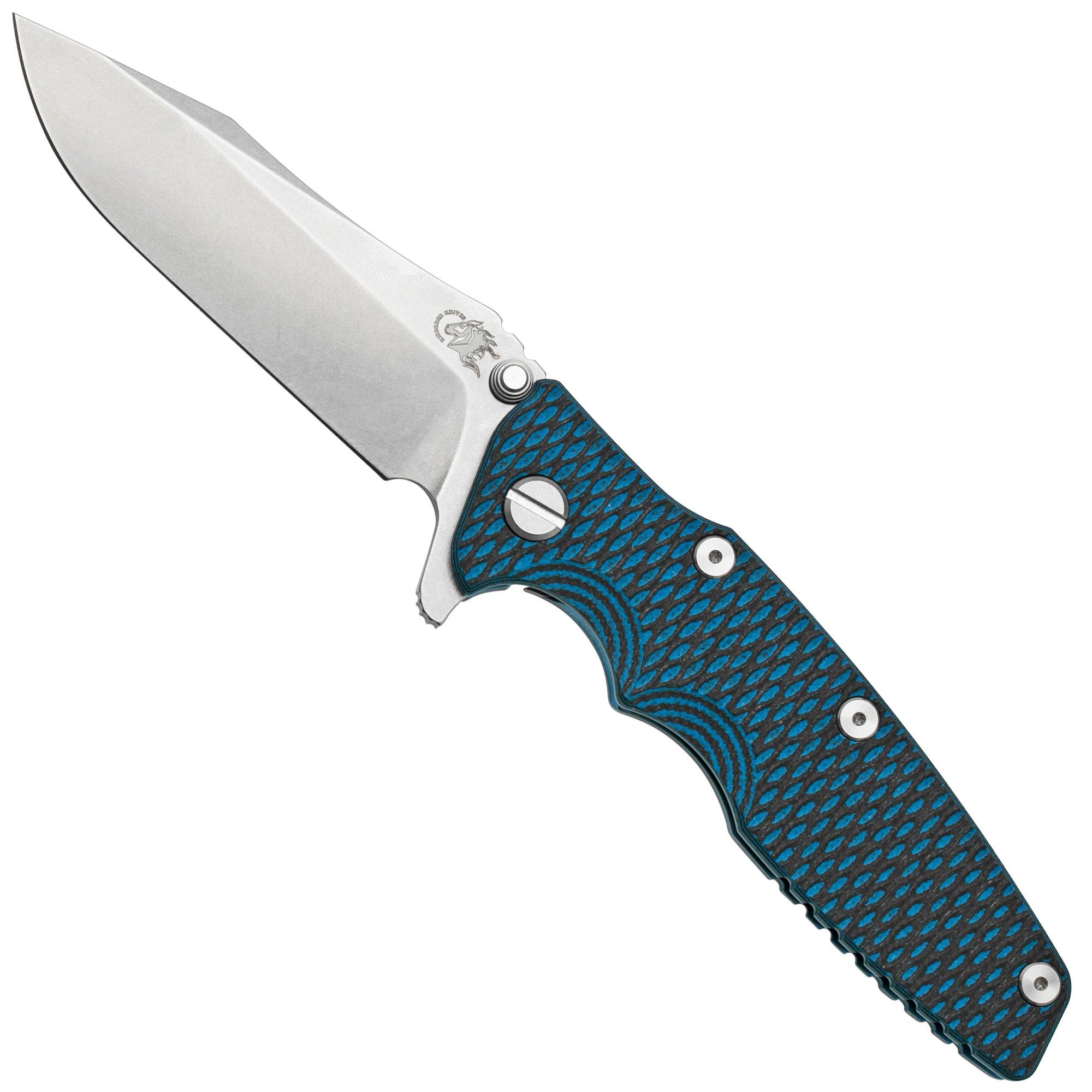 Rick Hinderer Eklipse 3.5” Spearpoint S45VN, Stonewash Blue, Blue Black G10, zakmes