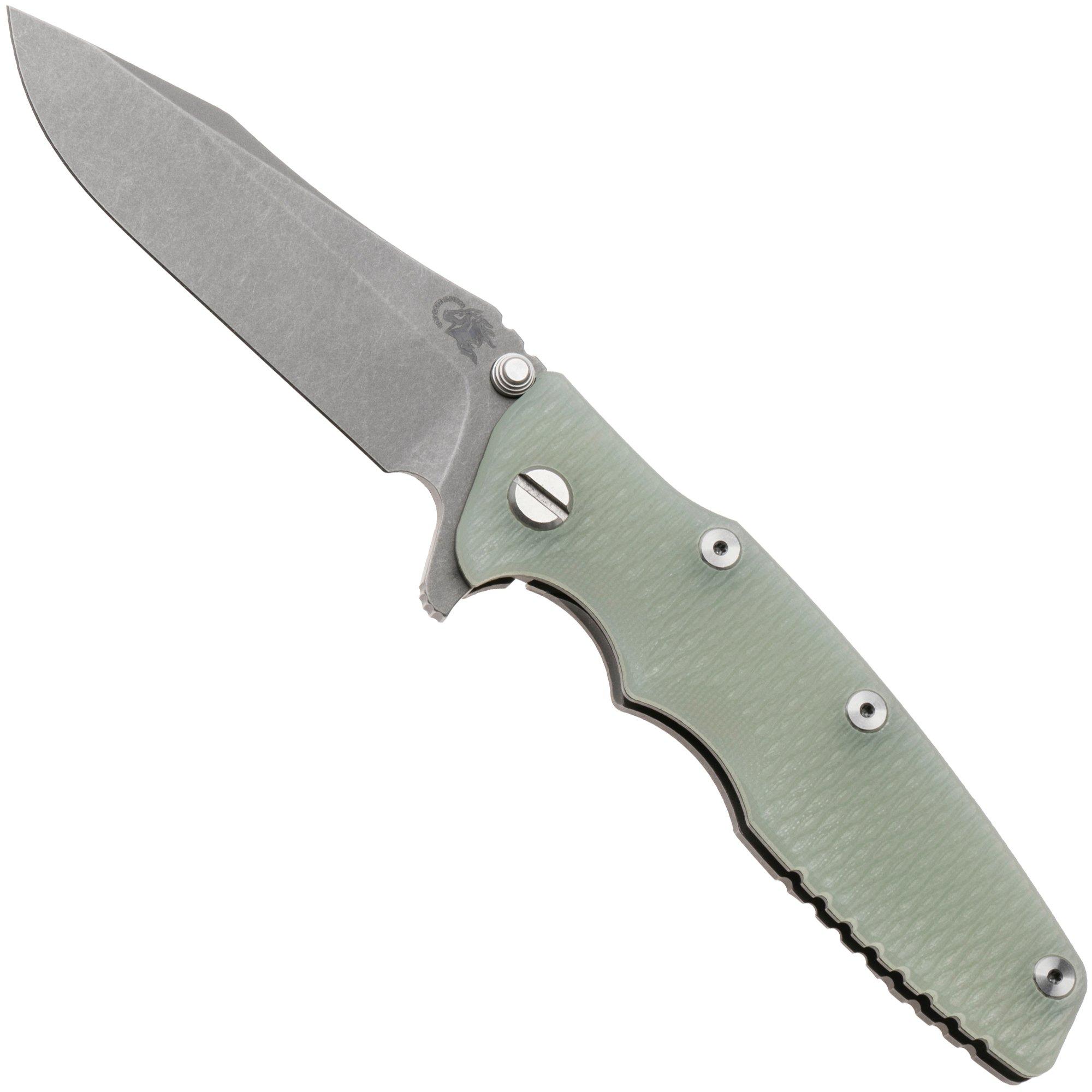 Rick Hinderer Eklipse 3.5" Spearpoint Working Finish S45VN, Titanium Translucent Green G10, Taschenmesser