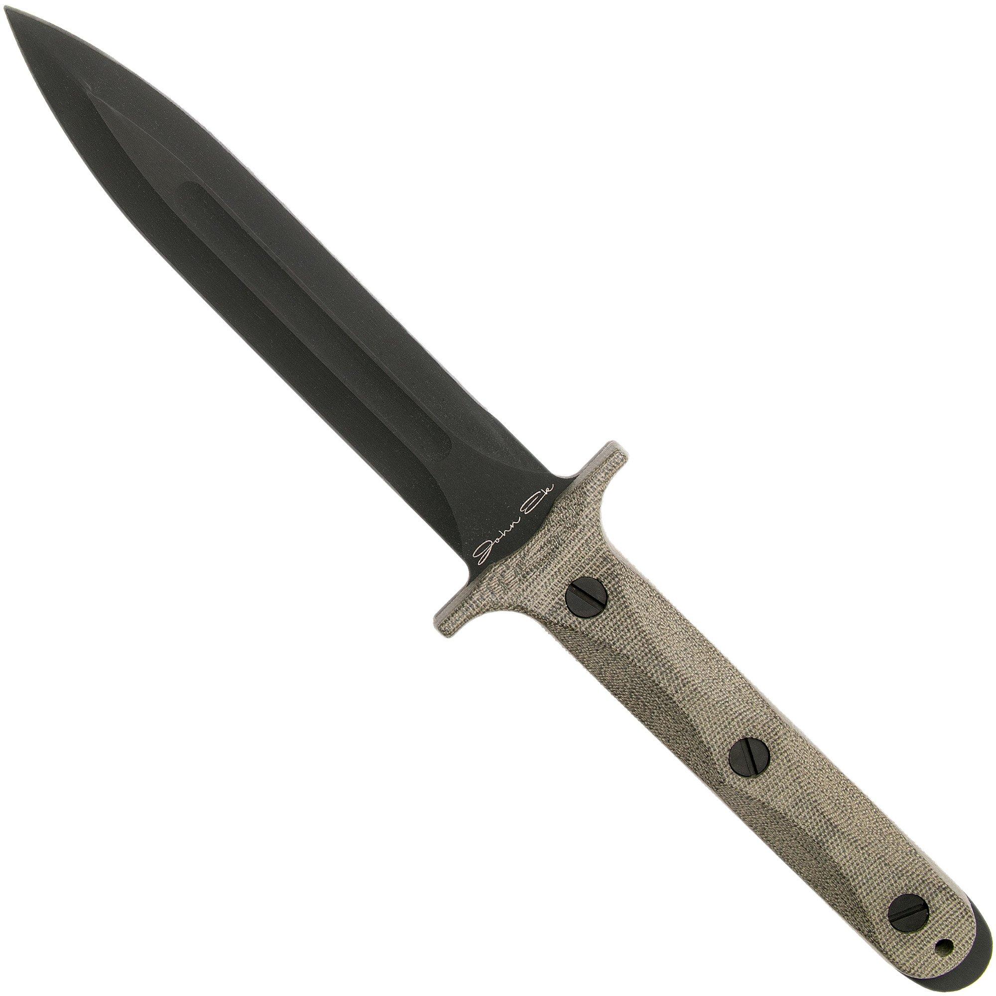 Rick Hinderer EK Dagger O1 Parkerized, OD Green Micarta Commando-Dolch