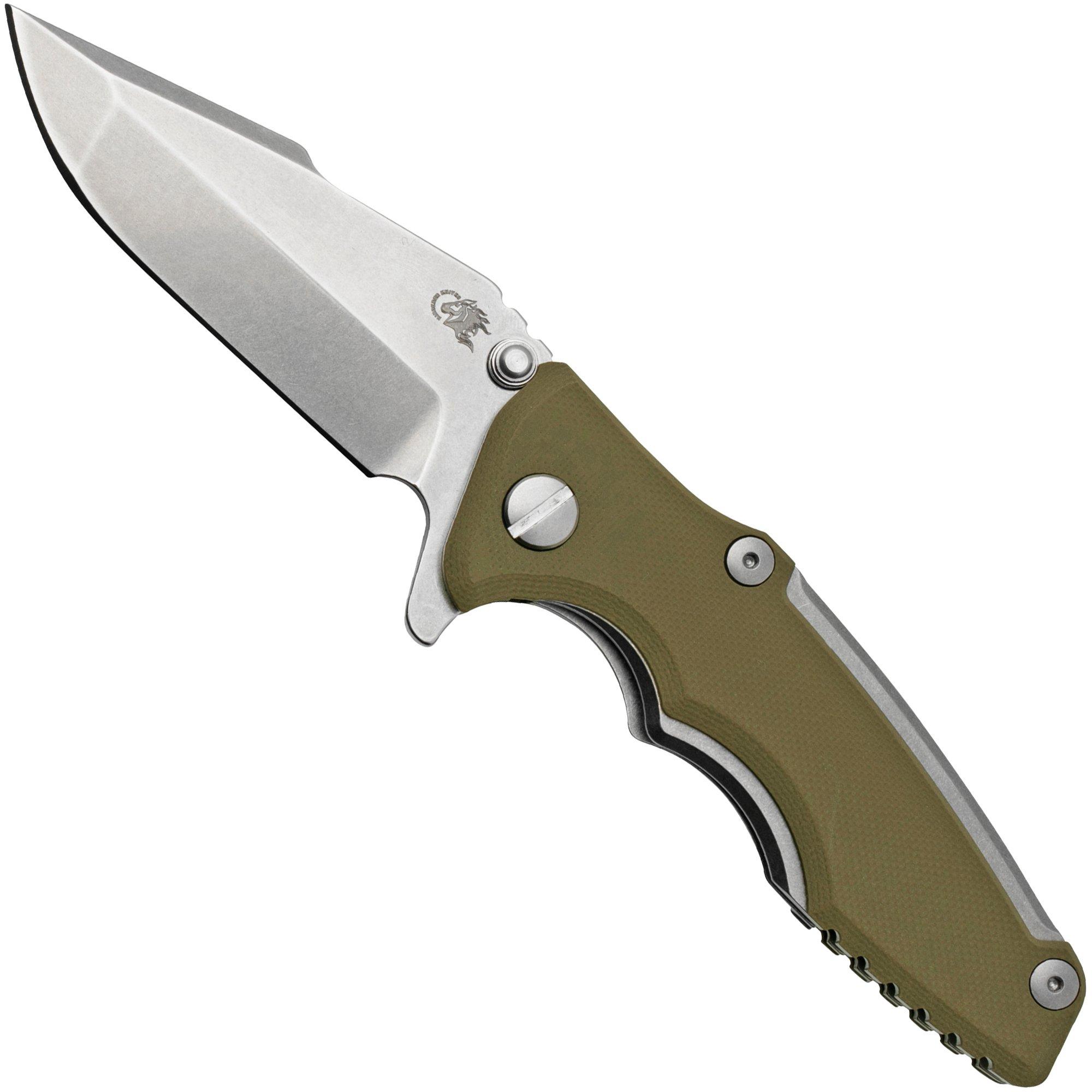 Rick Hinderer Eklipse 3.0" 20CV Harpoon Spanto Stonewash OD Green, navaja