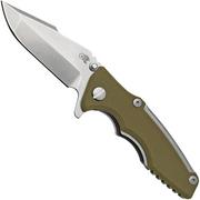 Rick Hinderer Eklipse 3.0" 20CV Harpoon Spanto Stonewash OD Green, coltello da tasca