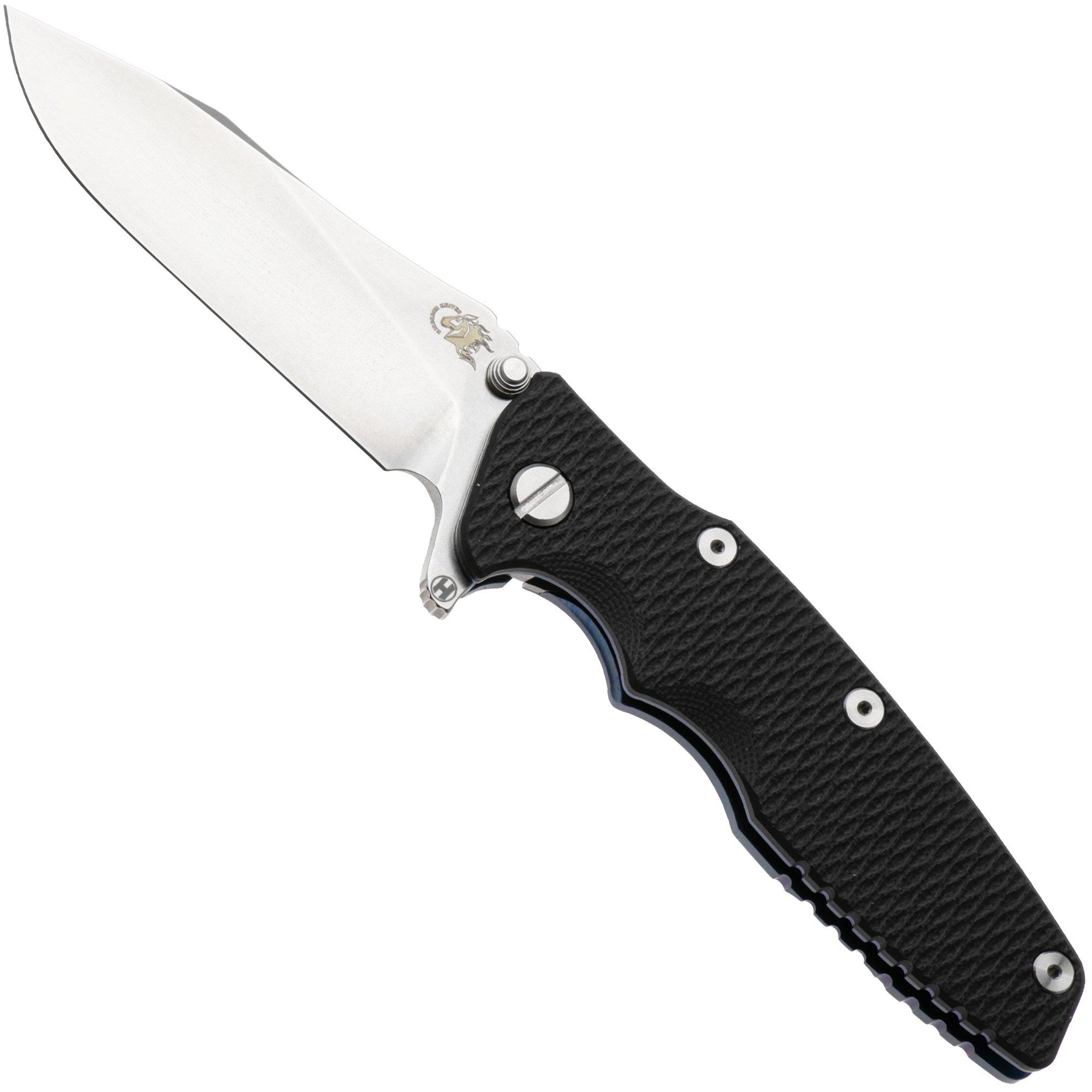 Rick Hinderer Eklipse 3.5" Slicer Hollow Stonewash Blue S45VN, Titanium Black G10, Taschenmesser
