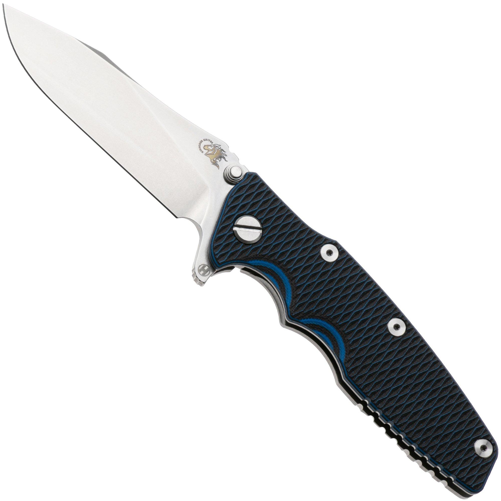 Rick Hinderer Eklipse 3.5" Slicer Hollow Stonewash Blue S45VN, Titanium Blue/Black G10, Taschenmesser