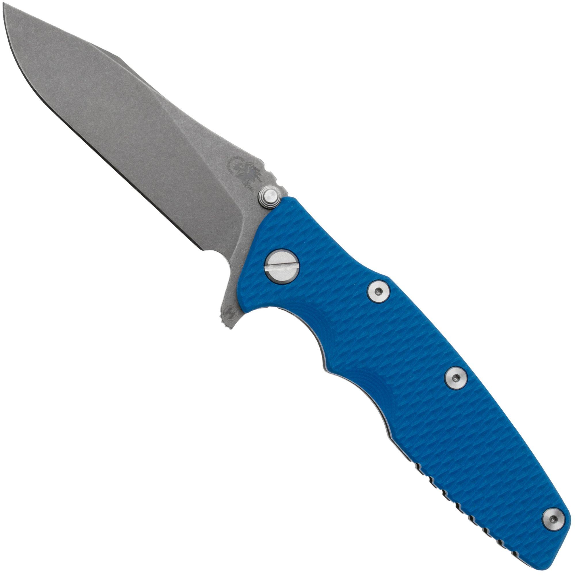 Rick Hinderer Eklipse 3.5" Spearpoint Stonewashed S45VN Slicer Hollow, Stonewashed Titanium Blue G10, Taschenmesser