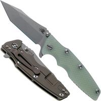 Afbeelding voor Rick Hinderer Eklipse 3.5” Tanto, CPM 20CV Battle Bronze, Translucent Green G10 zakmes