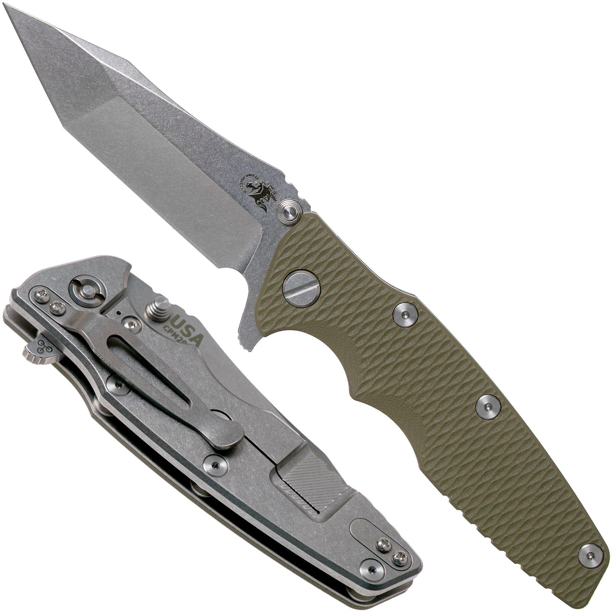 Nóż składany Rick Hinderer Eklipse 3.5" Tanto, CPM 20CV Stonewashed, OD Green G10