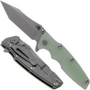 Rick Hinderer Eklipse 3.5” Tanto, CPM 20CV Working Finish, Translucent Green G10 navaja