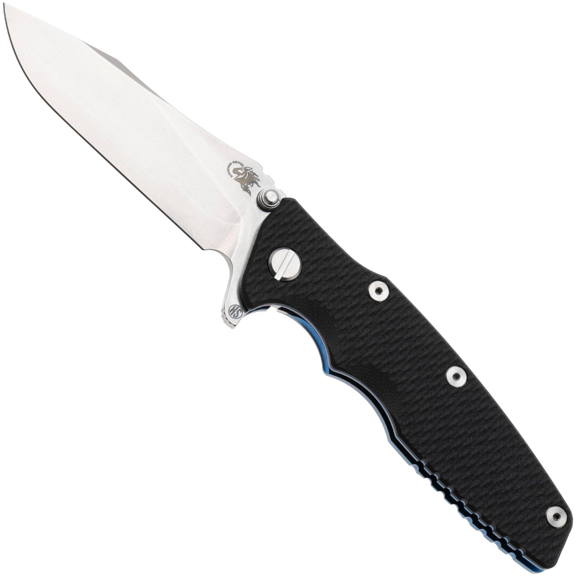 Rick Hinderer Eklipse 3.5" Skinny Slicer, Hollow Grind Stonewash Magnacut, Blue, Black G10, zakmes