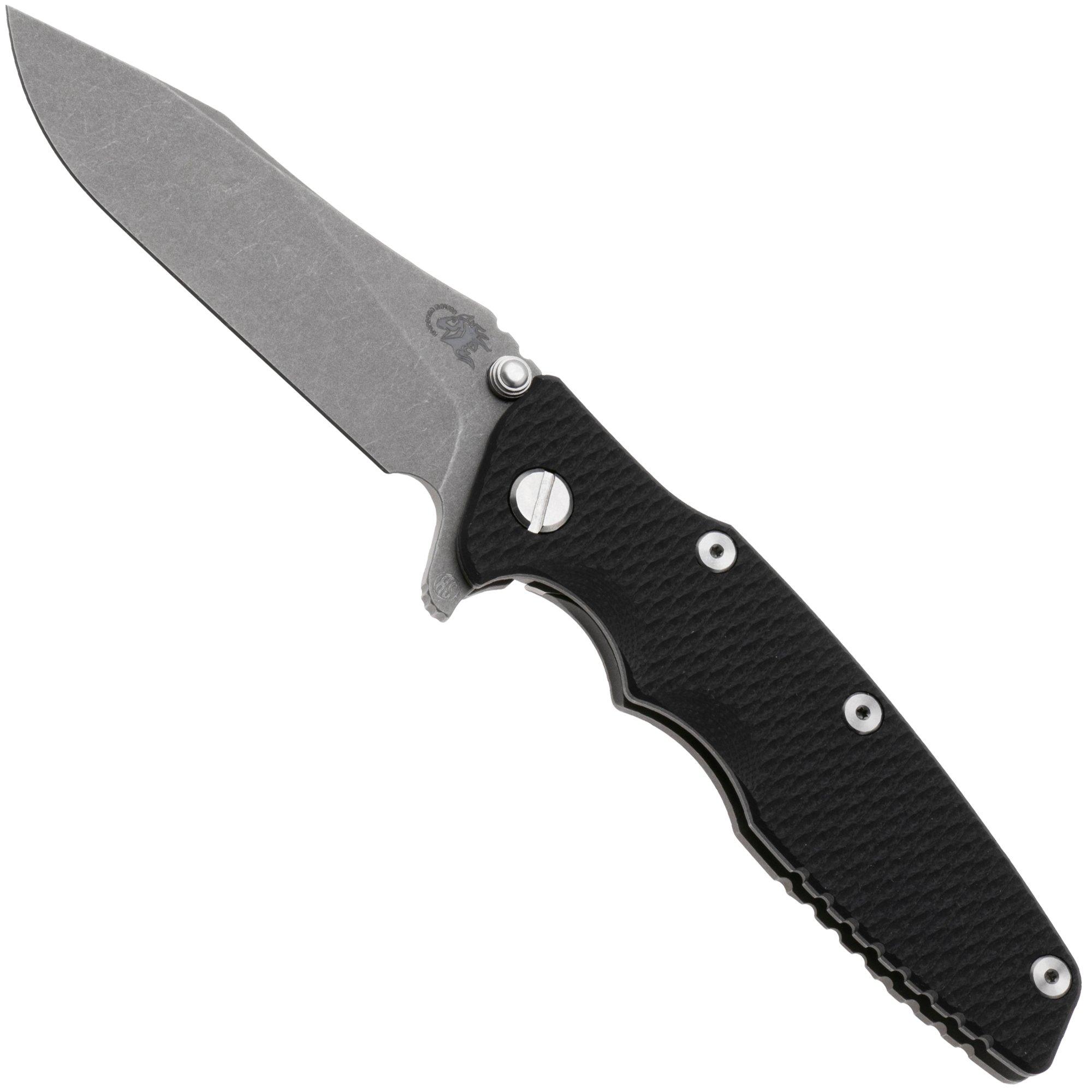 Rick Hinderer Eklipse 3.5" Skinny Slicer, Hollow Grind Working Finish Magnacut, Black G10, pocket knife