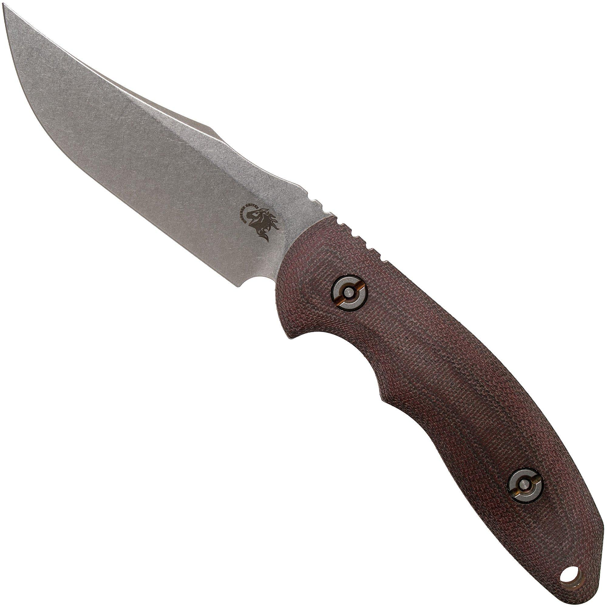 Rick Hinderer The Emmett, CPM 20CV, Burgundy Micarta Jagdmesser