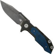 Rick Hinderer Fulltrack Spanto Black DLC S35VN Black/Blue G10 coltello da tasca