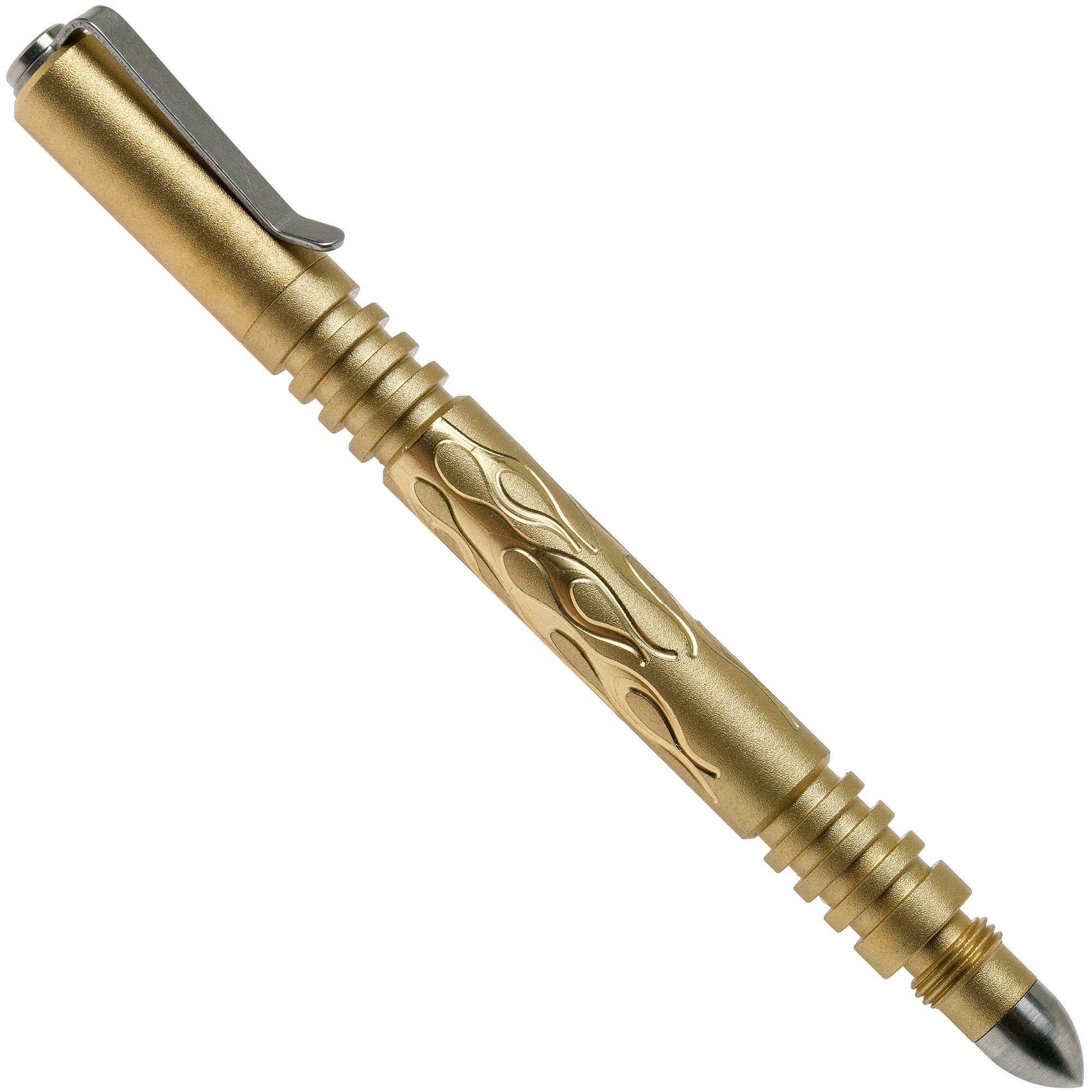 Długopis taktyczny Rick Hinderer Investigator Pen Flames Brass/Messing, piaskowany