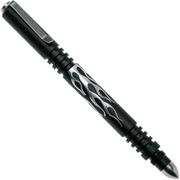 Rick Hinderer Investigator Pen Flames Aluminium Matte Black, tactical pen