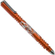 Rick Hinderer Investigator Pen Flames Aluminium Matte Orange, stylo tactique