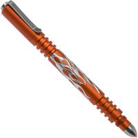 Image pour Rick Hinderer Investigator Pen Flames Aluminium Matte Orange, stylo tactique