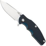 Rick Hinderer Jurassic Slicer, Hollow Ground Magnacut, Stonewashed, Blue/Black G10, Taschenmesser