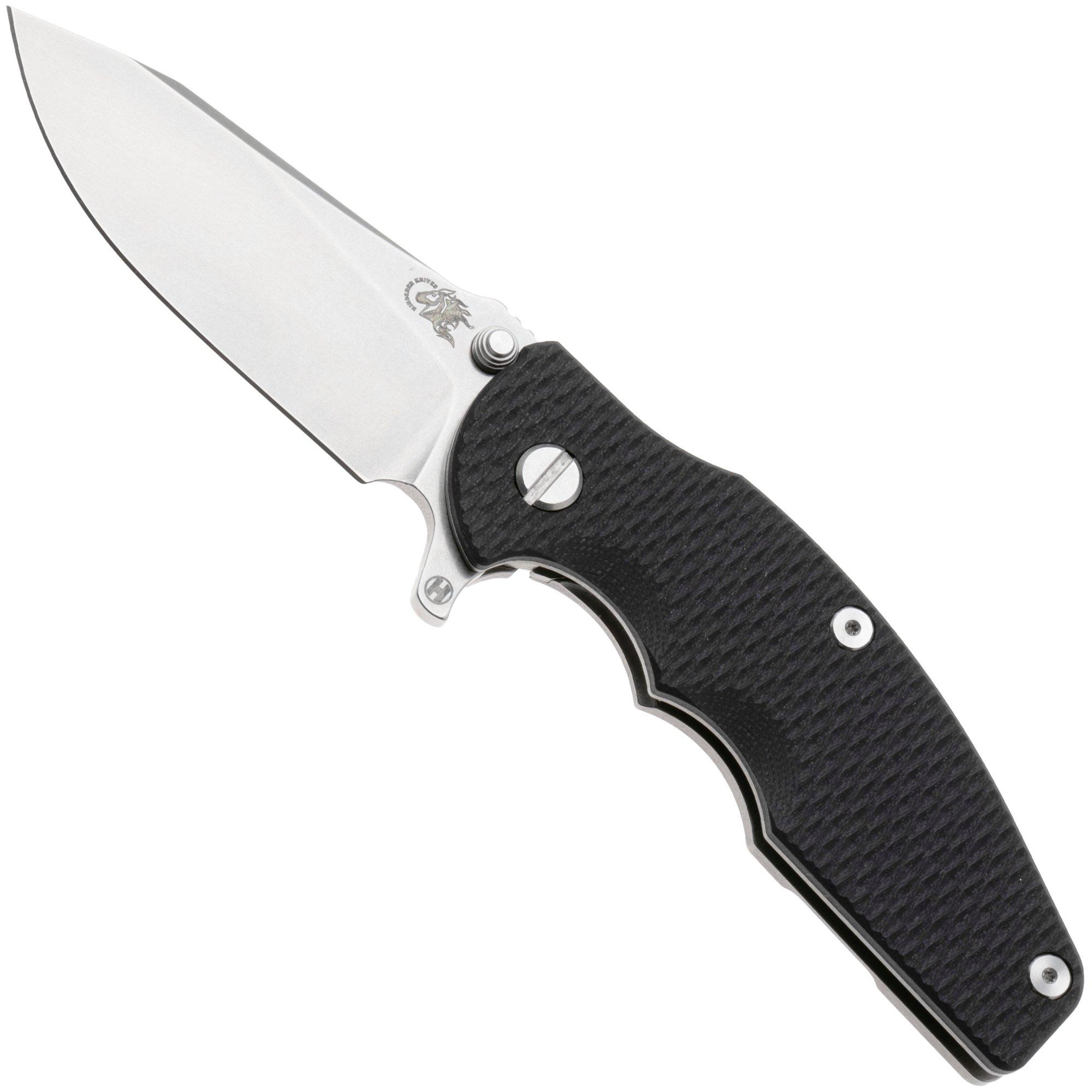 Rick Hinderer Jurassic Slicer, Hollow Ground Magnacut, Stonewashed, Black G10, pocket knife