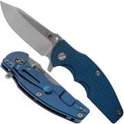 Rick Hinderer Jurassic Spearpoint 20CV Stonewash Blue, Blue-Black G10 pocket knife