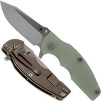 Afbeelding voor Rick Hinderer Jurassic Spearpoint 20CV Stonewash Bronze Translucent Green G10 zakmes