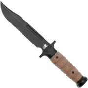 Rick Hinderer KA-BAR Blackwashed 3V, Natural Micarta, cuchillo fijo