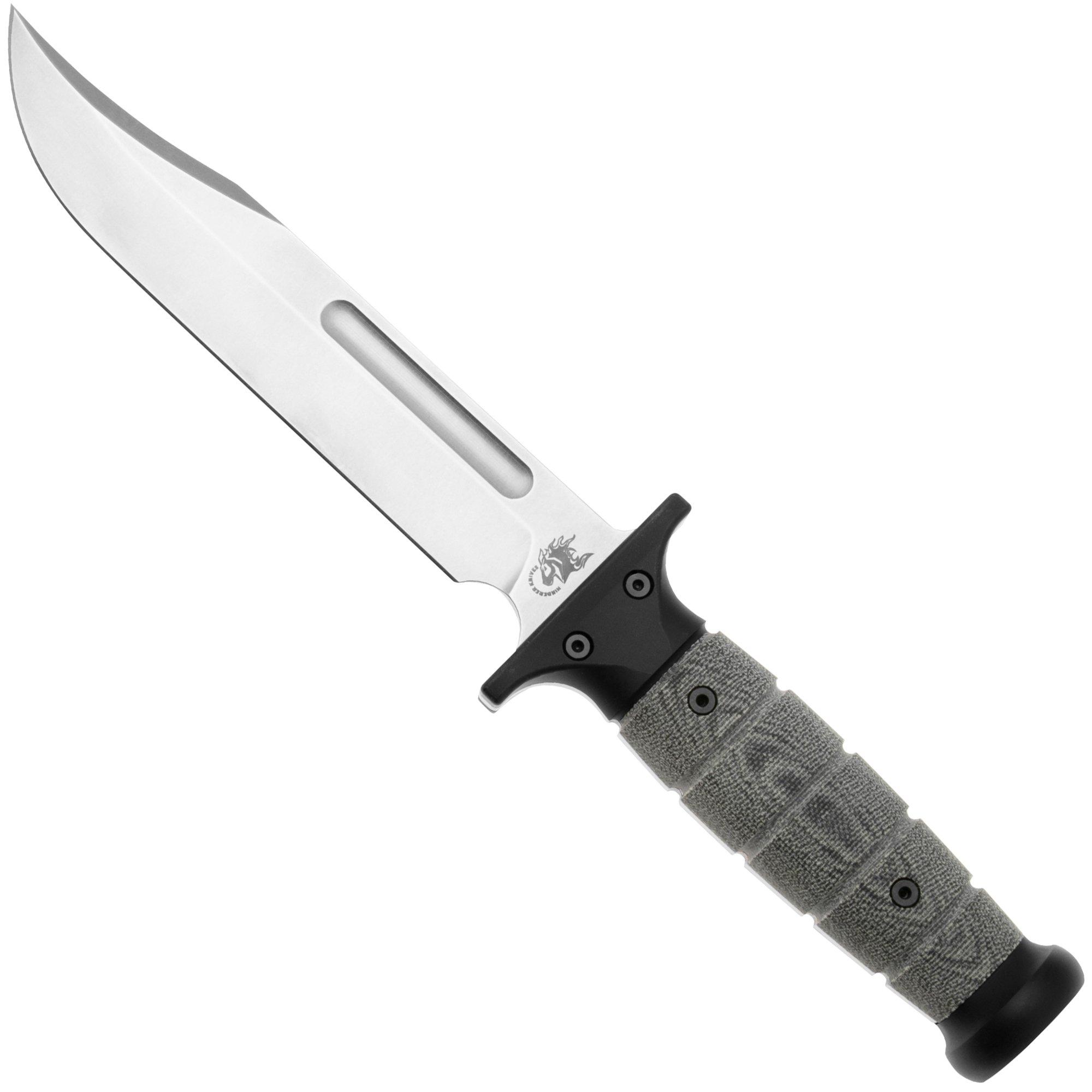Rick Hinderer KA-BAR Stonewashed 3V, Black Micarta, fixed knife