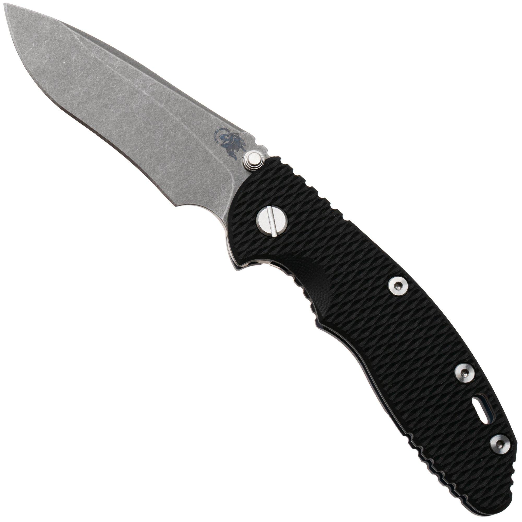 Rick Hinderer XM-18 3.5" Recurve NF KXM35NFRECBBLBK, Dark Stonewashed CPM MagnaCut, Battle Blue Titanium, Black G10, Taschenmesser