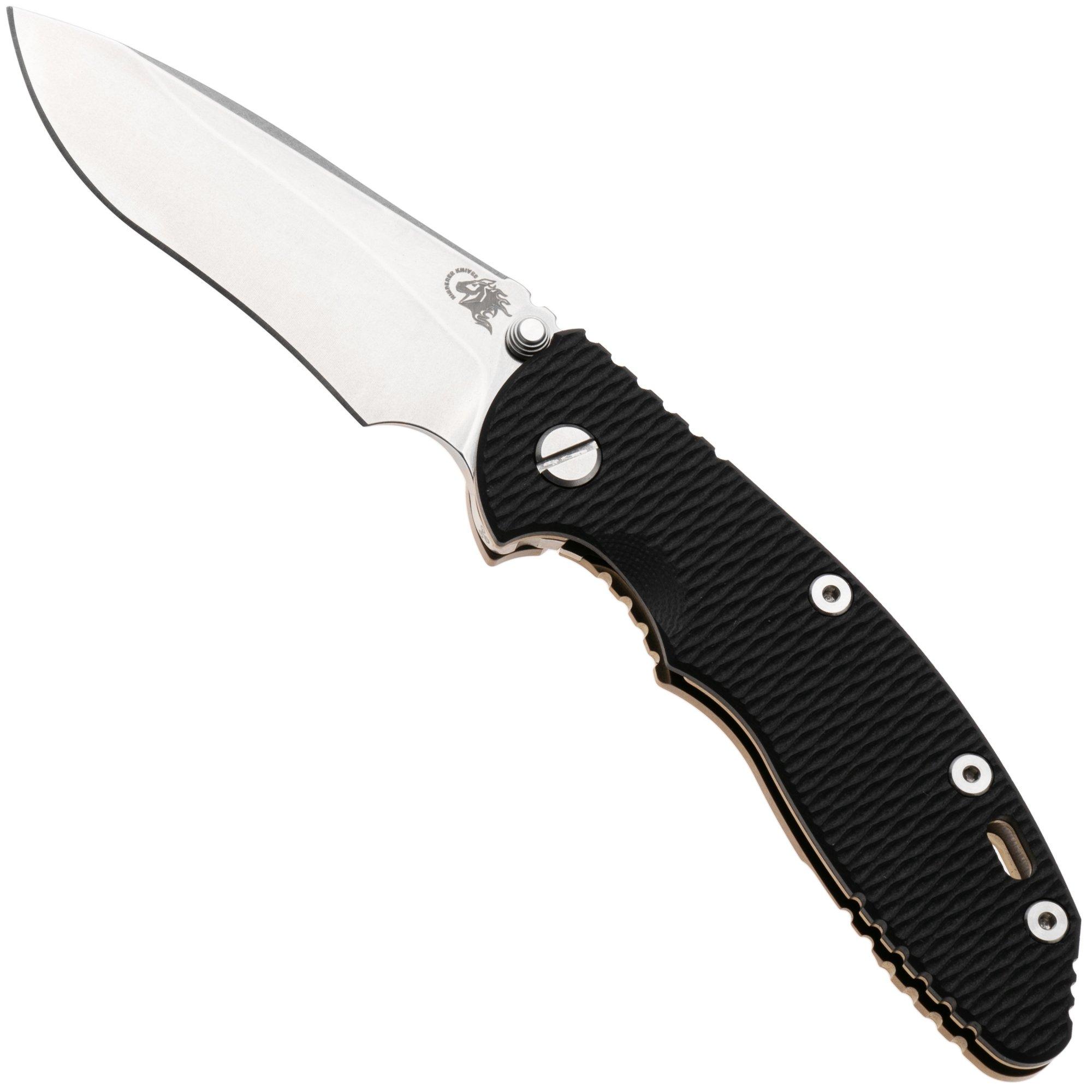 Rick Hinderer XM-18 3.5" Recurve NF KXM35NFRECSWBRBK, Stonewashed CPM MagnaCut, Stonewashed Bronze Titanium, Black G10, Taschenmesser