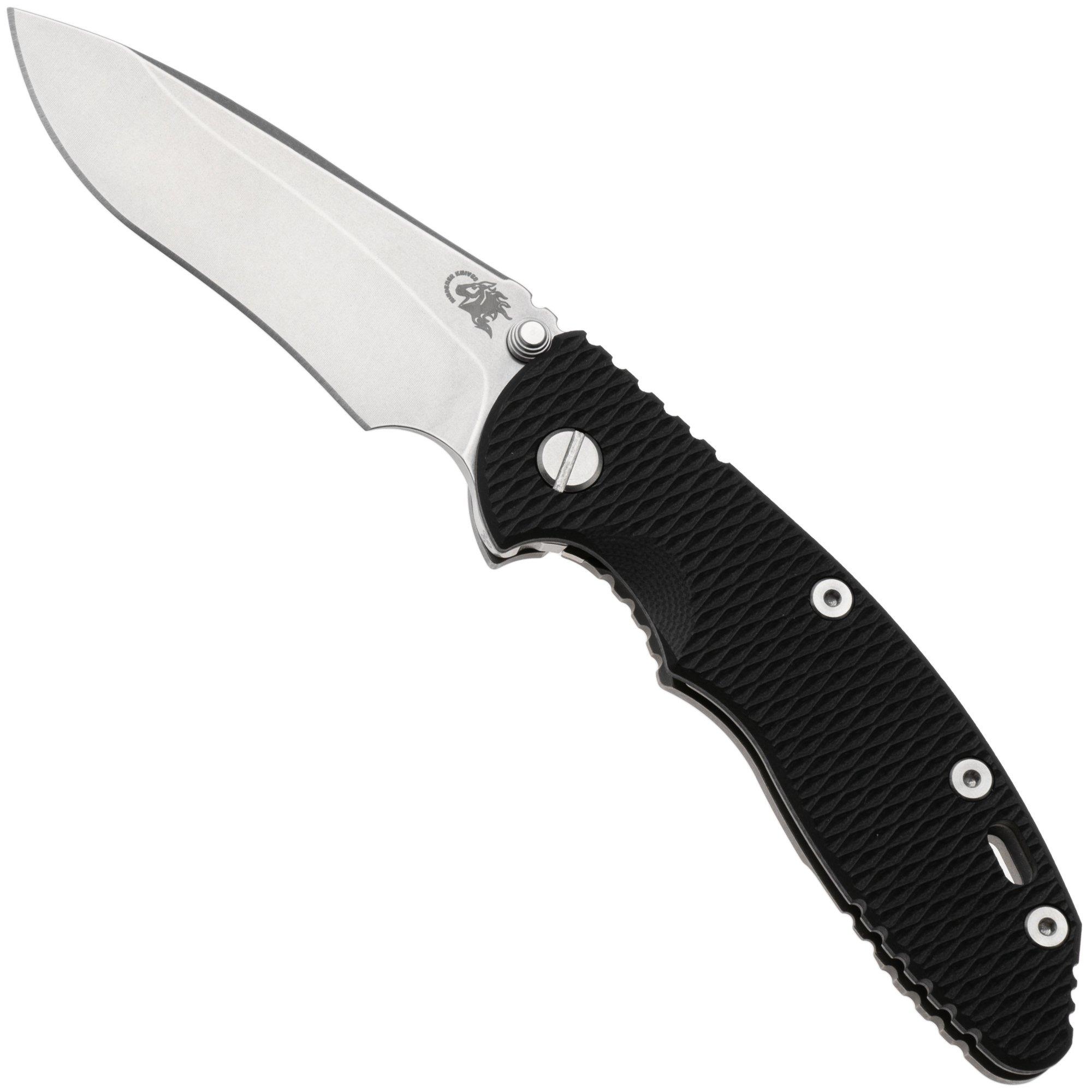 Rick Hinderer XM-18 3.5" Recurve NF KXM35NFRECWFSWBK, Stonewashed CPM MagnaCut, Working Finish Titanium, Black G10, Taschenmesser