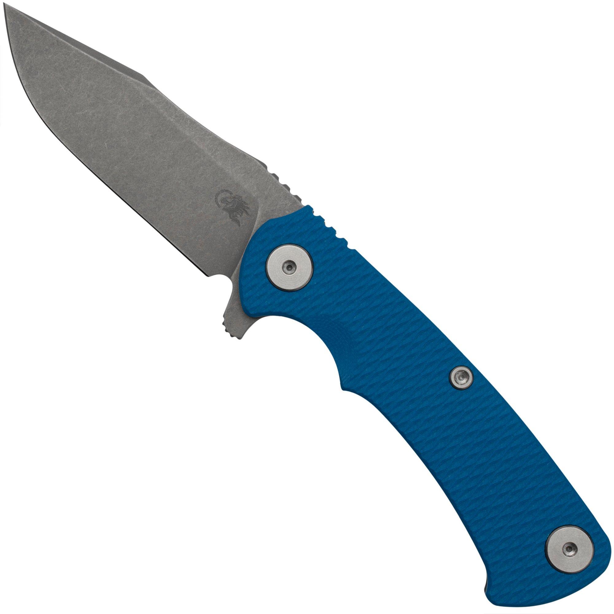 Nóż składany Rick Hinderer Project X, MagnaCut Clip point, Battle Blue, Blue G10