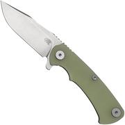 Rick Hinderer Project X, MagnaCut Clip point, Stonewash, Translucent Green G10 coltello da tasca