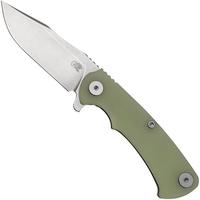 Afbeelding voor Rick Hinderer Project X, MagnaCut Clip point, Stonewash, Translucent Green G10 zakmes
