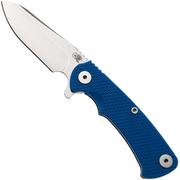 Afbeelding voor Rick Hinderer Project X PJX-MC-SF-SW-BL, Stonewashed CPM MagnaCut Sheepsfoot, Stonewashed Titanium, Blue G10, zakmes