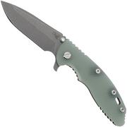 Rick Hinderer XM-18 3.5" Spanto S45N, Battle Bronze, Translucent Green G10, couteau de poche