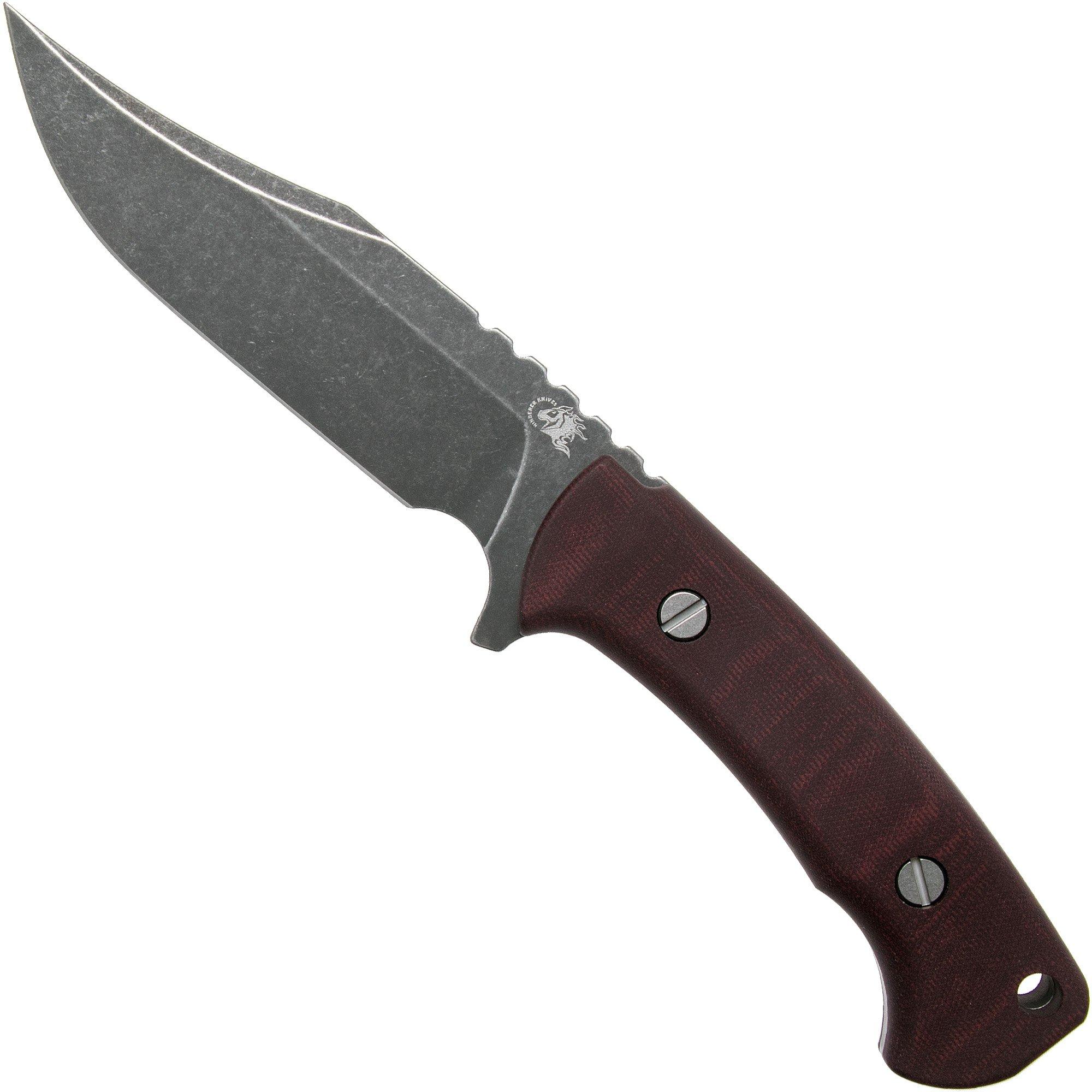 Nóż bowie Rick Hinderer Ranch Bowie Burgundy Canvas Micarta, Battle Black