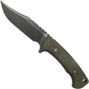 Rick Hinderer Ranch Bowie Green Canvas Micarta, Battle Black, bowie mes