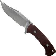 Rick Hinderer Ranch Bowie Burgundy Canvas Micarta, Stonewashed, couteau bowie