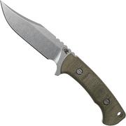 Rick Hinderer Ranch Bowie Green Canvas Micarta, Stonewashed, couteau bowie